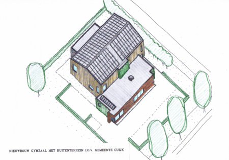 Nieuwbouw gymzaal met parkeerterrein in Cuijk